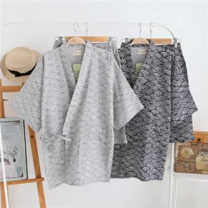 Men Homewear Japanese Traditional Kimono Yukata Top Shorts Clothing Summer Pajamas Set for Men Samurai Male Sleepwear Bathing