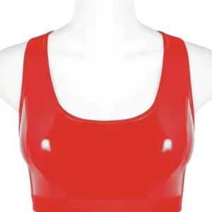 Alternative view of S-3XL Wet Look PVC Tank Bustier Crop Tops Shiny PU Leather Vest Camis Tights Sexy Gym Athletic Croptop Copped Sleeveless Shirt
