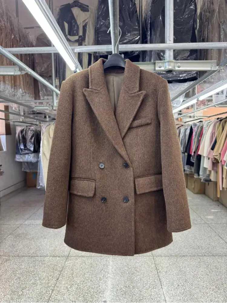 Office Lady Short Woolen Suit Jackets 2025 Autumn And Winter Loose Fashion All-Match Double-Breasted Women's Wool Coats - Image 2