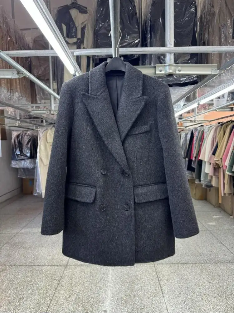Office Lady Short Woolen Suit Jackets 2025 Autumn And Winter Loose Fashion All-Match Double-Breasted Women's Wool Coats - Image 4