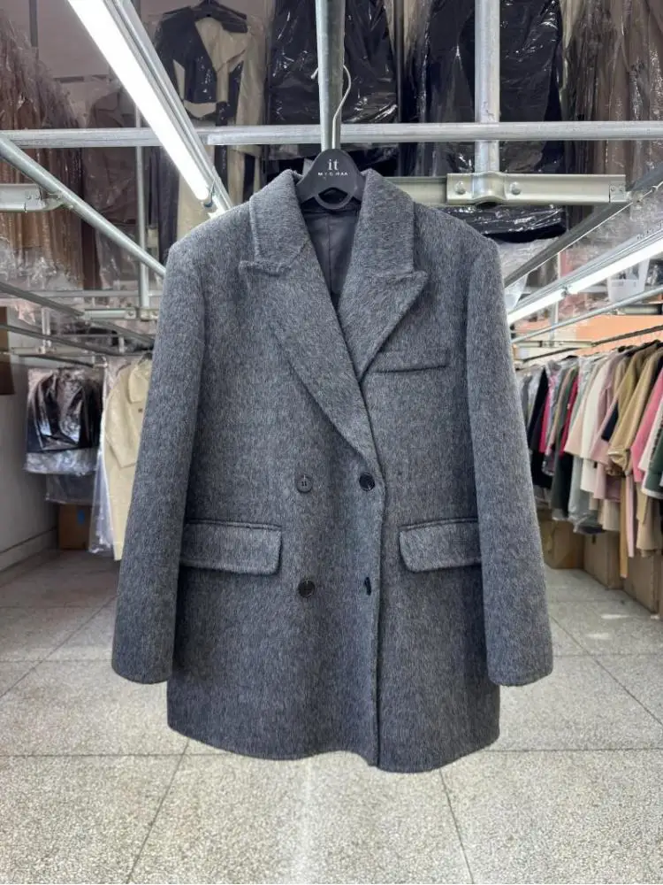 Office Lady Short Woolen Suit Jackets 2025 Autumn And Winter Loose Fashion All-Match Double-Breasted Women's Wool Coats - Image 5